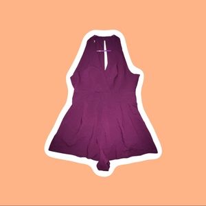 Women’s Maroon Plunge Mini Romper